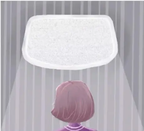 Ilustración de una persona de espaldas mirando un televisor antiguo con pantalla blanca.