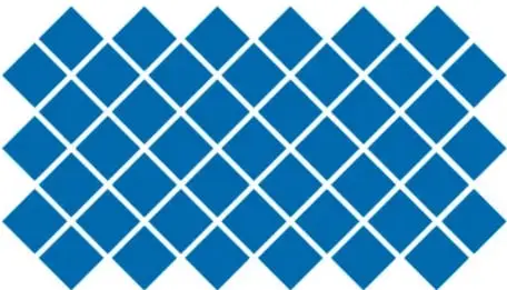 Teselación formada por rombos azules inclinados que encajan entre sí formando una red diagonal.