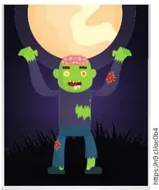 Tarjeta de Zombi con cuadro naranja para numerar.
