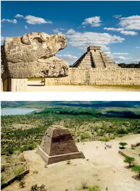 Panorámica de Teotihuacan: la pirámide del Sol y las plataformas de la Calzada de los Muertos entre montañas.