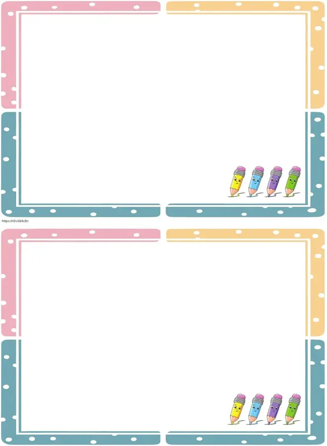 Dos marcos decorativos rosa/azul/amarillo vacíos para dibujar prendas.
