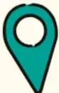 Ícono de marcador o pin de ubicación verde azulado.