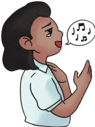 Ilustración de una niña cantando con notas musicales saliendo de su boca; crédito: Mariana Reyes Santiago, ESTADO DE MÉXICO.