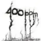 Gráfico con chimeneas y '400 ppm' sobre fondo gris.