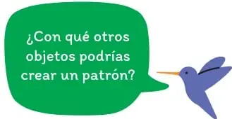 Colibrí con globo de diálogo: ¿Con qué otros objetos podrías crear un patrón?