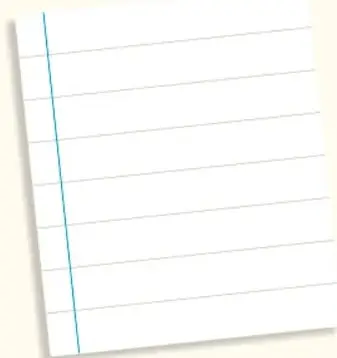 Hoja de cuaderno rayada con margen azul, símbolo del registro escrito de acuerdos.