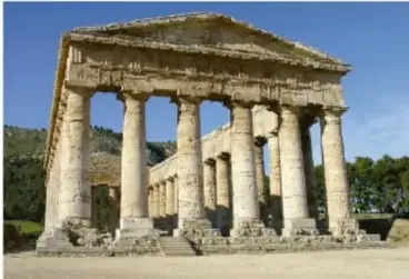 Ruinas de un templo griego de orden dórico (posible Partenón o templo de Segesta).