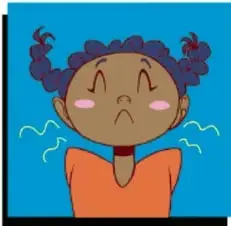 Ilustración de una niña con expresión de malestar, rodeada de líneas que sugieren dolor o ansiedad.