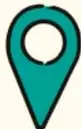 Icono de pin o marcador de ubicación en color turquesa.