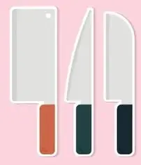 Tres cuchillos sobre fondo rosa (KNIFE).