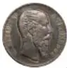 Moneda de Maximiliano, Cincuenta Centavos, México 1866, plata, diámetro 30 mm, anverso, Casa de Moneda de México, Museo Numismático Nacional.