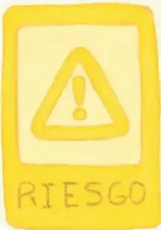 Ilustración de tres letreros de protección civil: amarillo con triángulo de advertencia y la palabra RIESGO; azul con flecha y persona subiendo escaleras; verde con persona bajo un techo y el texto ZONA SEGURA.