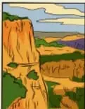 Paisaje de un cañón con un río.