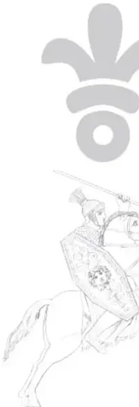 Ilustración de un caballero medieval a caballo.