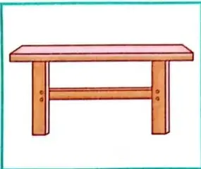 Dibujo de una mesa de madera, relacionado con las herramientas para construirla.