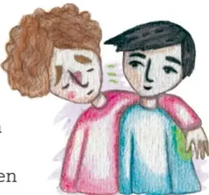 Dos niños abrazados, uno de ellos enfermo, mostrando el contagio por contacto directo.