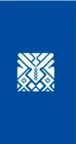 Ícono geométrico de estilo indígena (cruz con figuras triangulares) sobre fondo azul, correspondiente a la colección Nanahuatzin.
