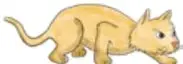 Ilustración de un gato atigrado comiendo de un plato.