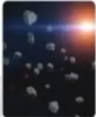 Imagen de partículas o fragmentos de polvo desplazándose en el espacio.