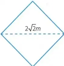 Cuadrado representado como un rombo, cuya diagonal horizontal mide $2\sqrt{2}\,\text{m}$.