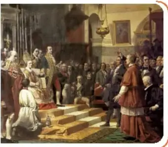 Motín de Aranjuez, escena de multitud frente a un palacio.