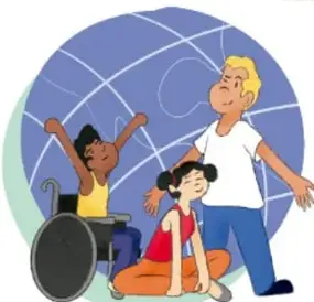 Ilustración de una familia (padre, madre e hija) jugando y construyendo con bloques de madera en una mesa, junto a un plato de comida; refuerza el aprendizaje en familia.