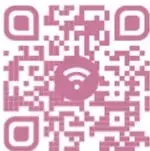 Código QR en color rosa con ícono de Wi-Fi, debajo indica 'Disponible en https://bit.ly/3uuLGYy'.