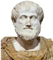 Busto de mármol de Aristóteles, filósofo griego con barba.