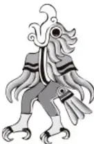Ilustración estilizada de un personaje con tocado prehispánico, emblema del libro.