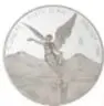 Moneda de plata, Serie Libertad, 5 onzas, México, 1996, reverso con imagen de ave; ficha con datos del Museo Numismático Nacional.