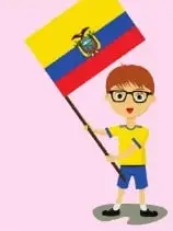 Ilustración de un estudiante sosteniendo la bandera del Ecuador, relacionada con la explicación del civismo.