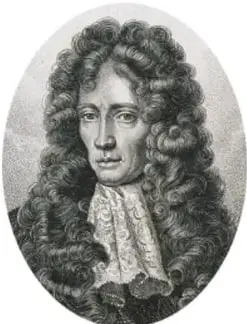 Retrato de Robert Boyle con peluca larga y ropaje de la época.
