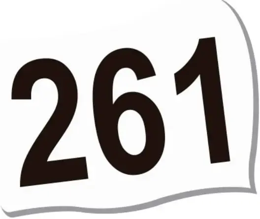 Número 261 en tipografía grande y negra sobre un recuadro blanco con bordes ondulados.