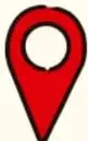 Icono de un marcador de mapa rojo, que indica localizar un centro de salud o clínica.