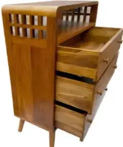 Mueble de madera (librero/cómoda) que ilustra la profundidad.