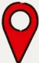 Ícono rojo de ubicación (pin) sobre fondo blanco.
