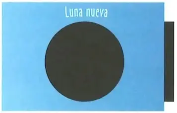 Ejemplo de una lámina titulada Luna nueva, con el círculo cubierto de color negro.