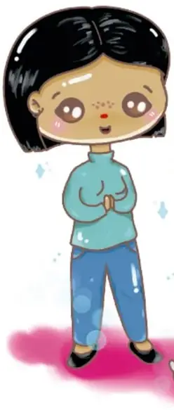 Ilustración de una mamá y una niña (Valentina) con un perrito blanco; crédito: Cristy Ailed Reyes Espinosa, ZACATECAS.