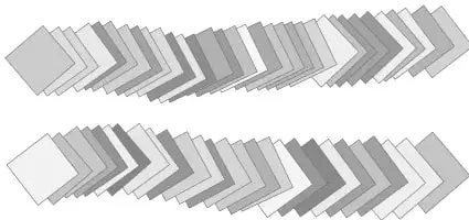 Seis tarjetas rectangulares etiquetadas con 10, que representan grupos de 10.