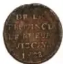 Fotografía del reverso de una moneda Iturbide de 1/4 Real, 1822, con ficha técnica del Museo Numismático Nacional.