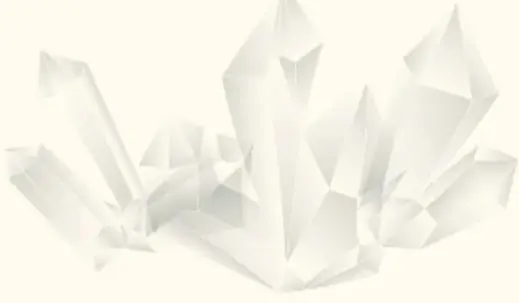 Ilustración de un grupo de cristales blancos de forma prismática sobre fondo claro.