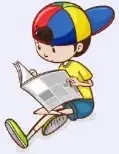 Ilustración de un niño leyendo un periódico junto al recuadro sobre lengua y periodismo político.