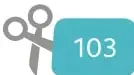 Ícono de tijeras junto a un recuadro celeste con el número 103, que indica el recortable que se debe usar.