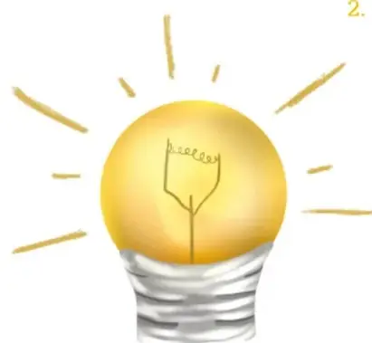 Foco o bombilla amarilla encendida con rayos, símbolo de una idea.