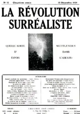 Portada de la revista "La Révolution Surréaliste" número 12, 15 de diciembre de 1929, con fotografías y textos en francés.