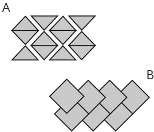 Teselado de triángulos rectángulos formando un patrón rectangular.