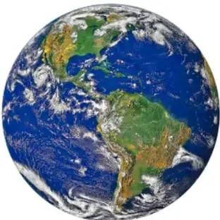 Fotografía del planeta Tierra desde el espacio, mostrando América y el océano Pacífico.