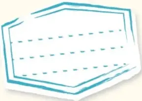 Hoja de papel con líneas punteadas y borde azul, tipo nota.