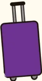 Ilustración de una maleta morada con ruedas.