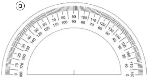 Transportador semicircular graduado de 0° a 180° con recuadro 115°.